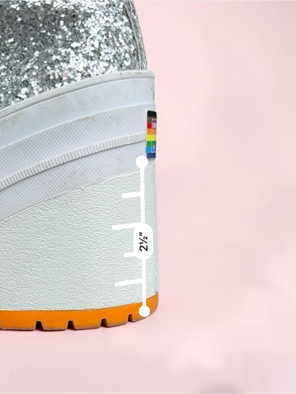 Converse Chuck 70 De Luxe Heel Disco Glam Silver Glitter Pride Chunky women sz 5 - Picture 8 of 13